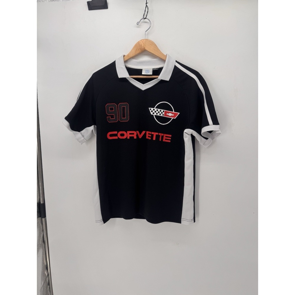 GM Corvette #90 Racing Jersey Mens M Black White  Licensed Chevrolet Short Sleev